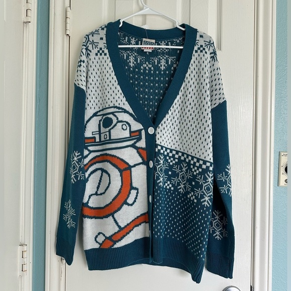Junk Food Clothing Sweaters - Junk Food Star Wars BB-8 Droid Sweater Unisex Size Medium Cardigan